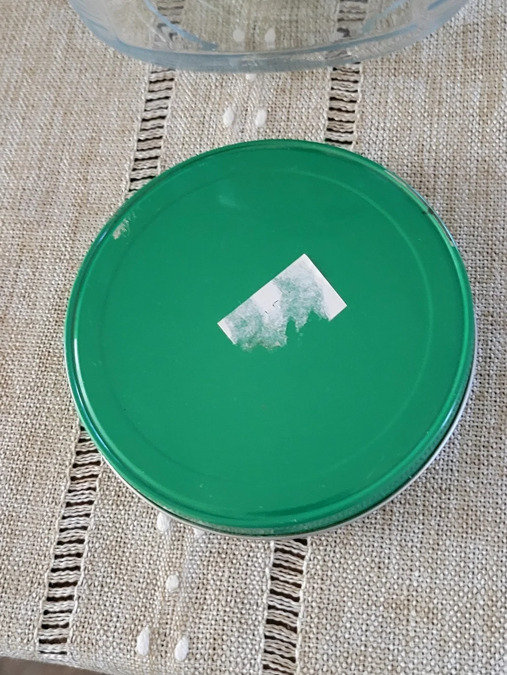 Vintage Glass Jar Canister Hoosier Cabinet Square Ribbed w/ Green Metal Lid - Picture 6 of 8